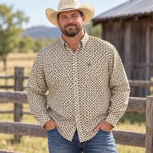 CINCH Men’s XXL Western Shirt Geometric Medallion Print Cotton Button Down
